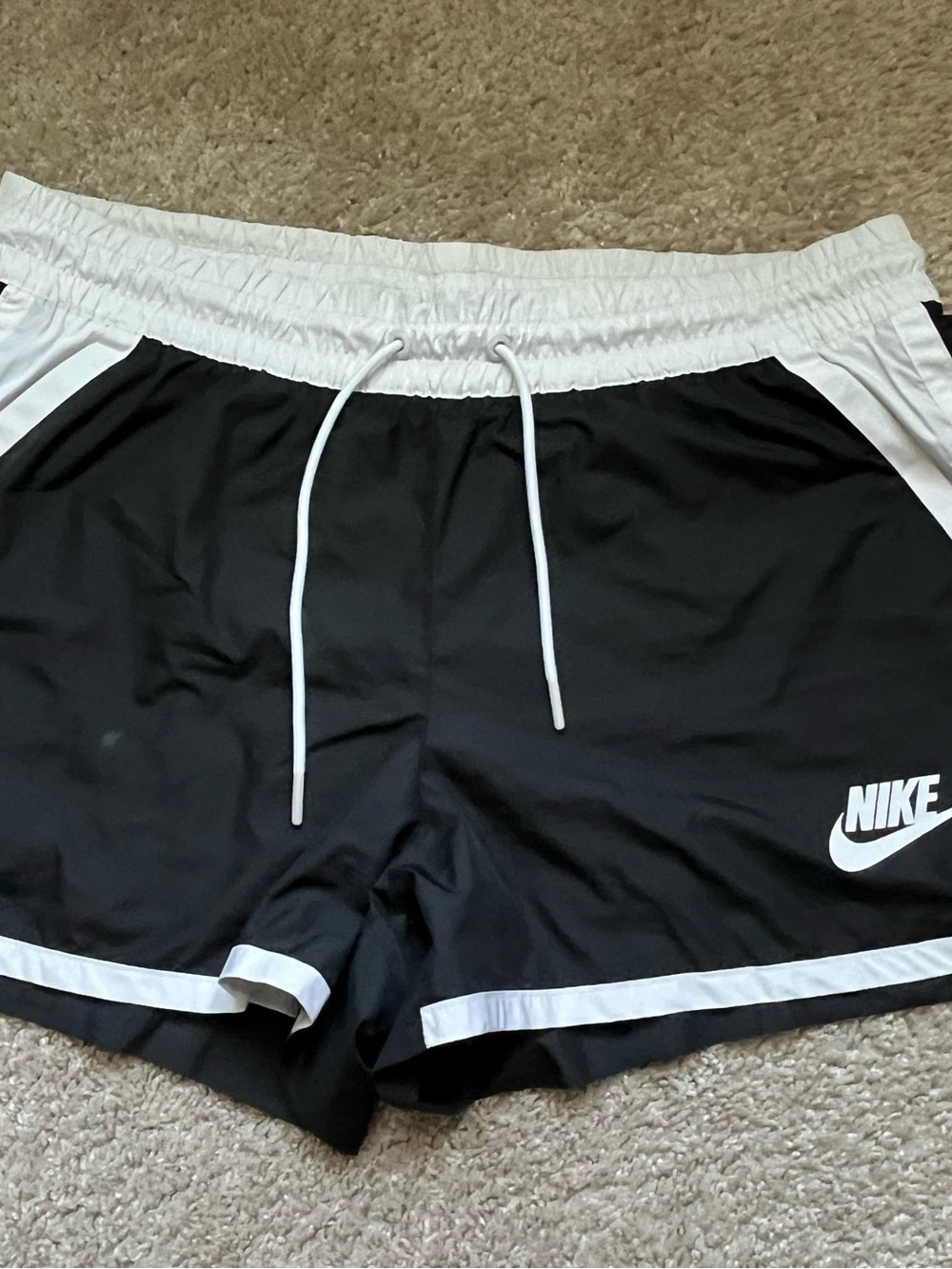 Nike Black and White Women's Athletic Shorts with Drawstring